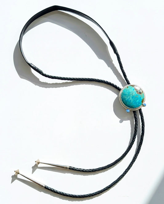 Chrysocolla and Opal Sterling Silver Bolo