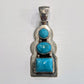 Vintage Sterling Silver Pendant with Three Turquoise Stones