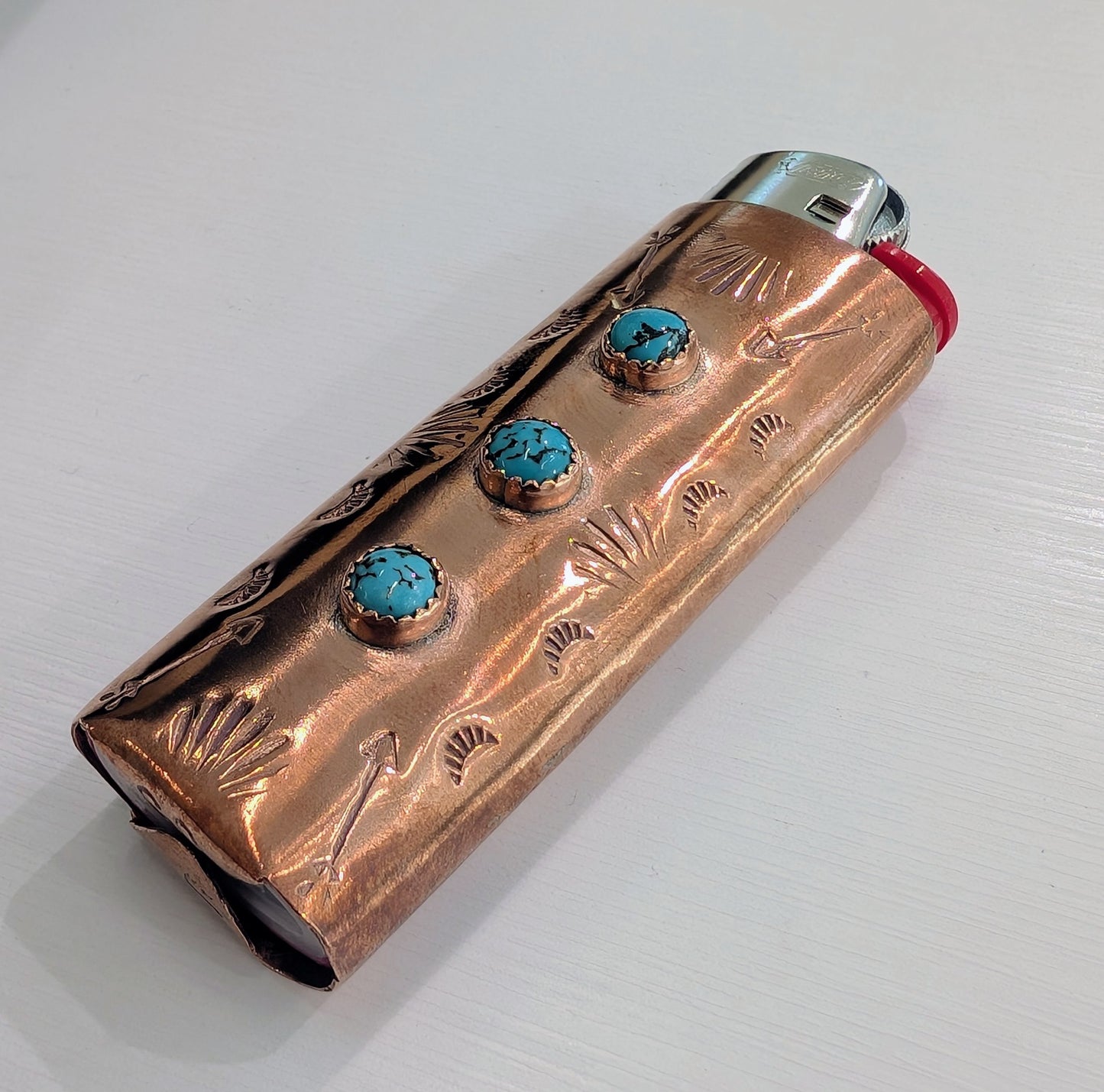Copper &amp; Turquoise Lighter Cover