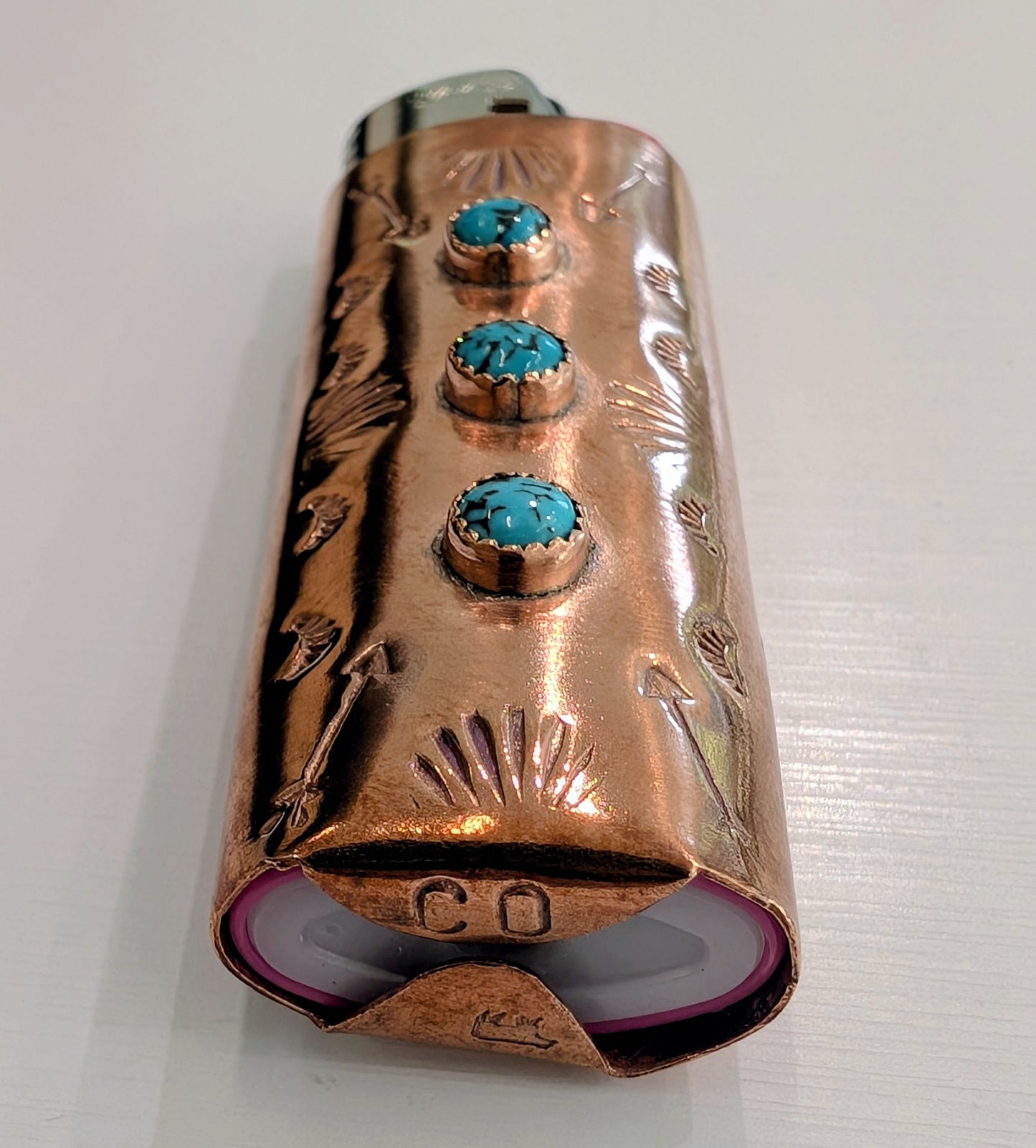 Copper &amp; Turquoise Lighter Cover
