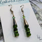 Jade, Swarovski Crystal, and Silver Cone Earrings