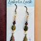 Rainforest Jasper Stones w/Crystals, and Metal Feather Earrings