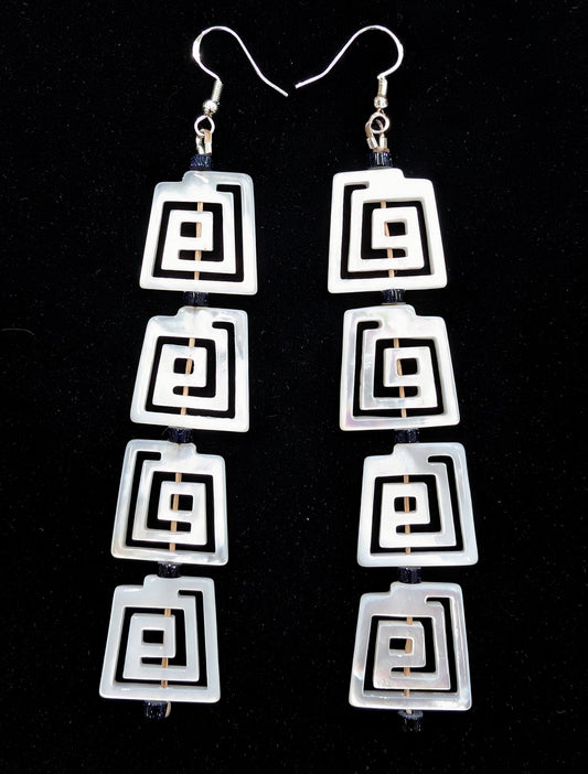 Boxed Water Design Mother-of-Pearl Earrings