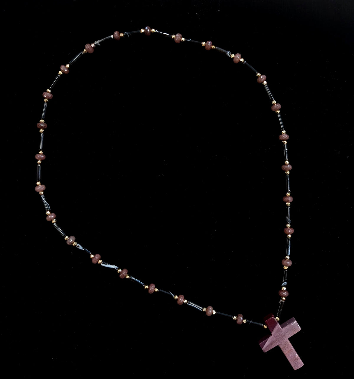 Purple Agate Cross Necklace