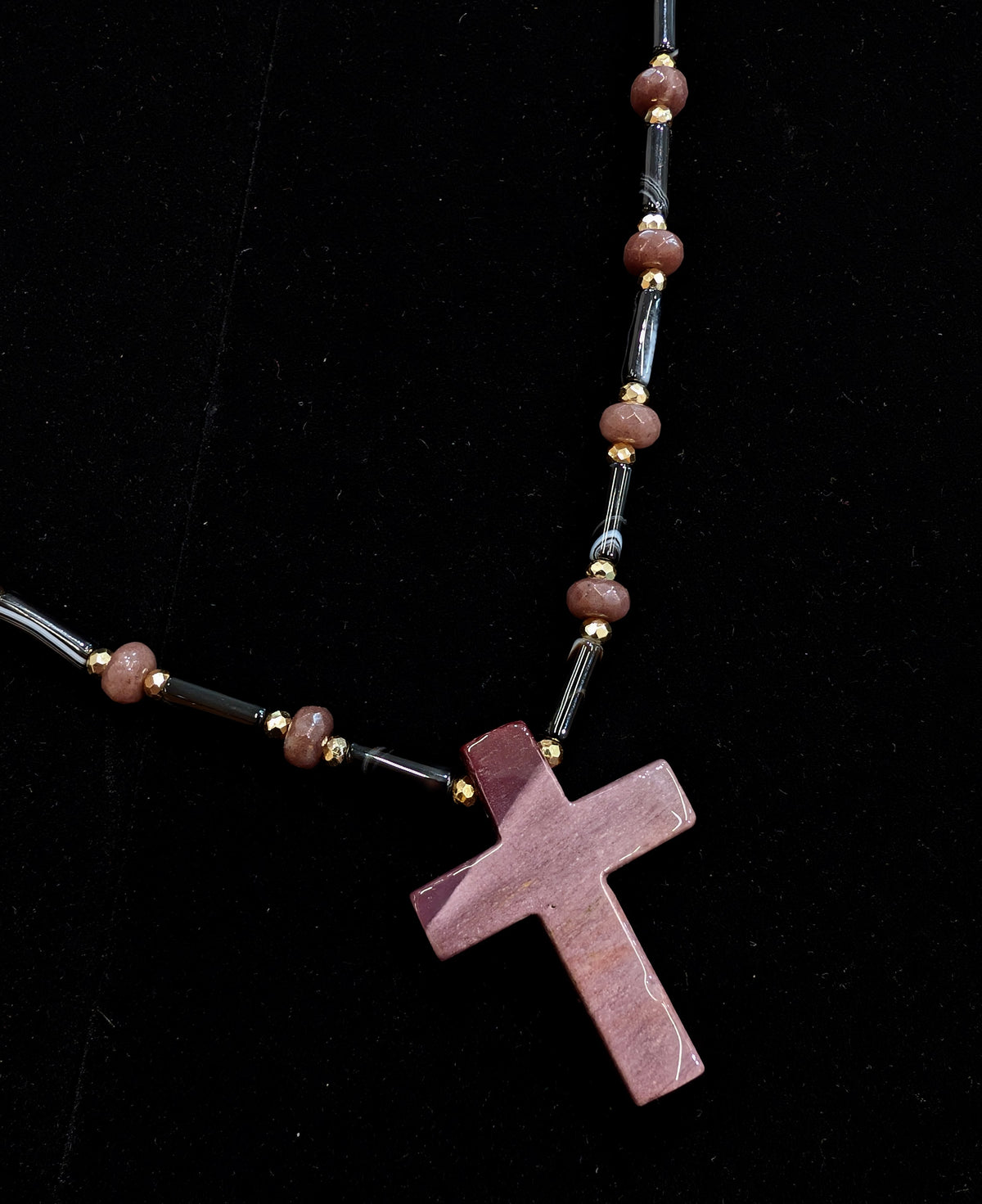 Purple Agate Cross Necklace