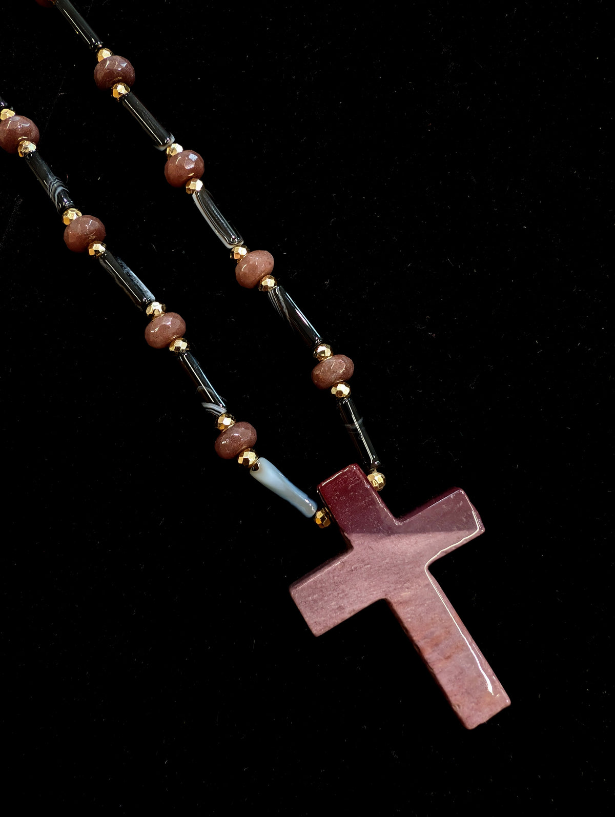 Purple Agate Cross Necklace