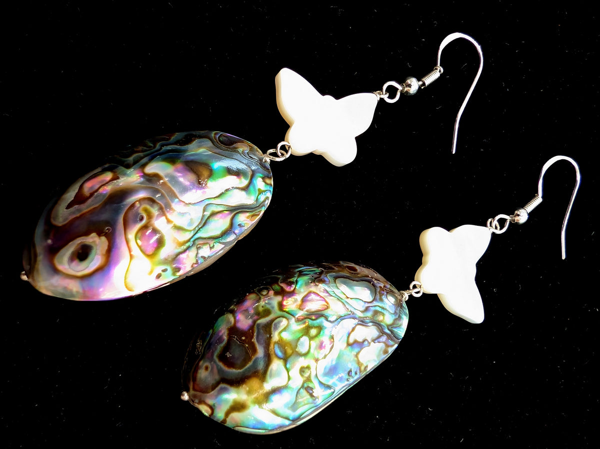 Abalone & Mother-of-Pearl Butterfly Earrings