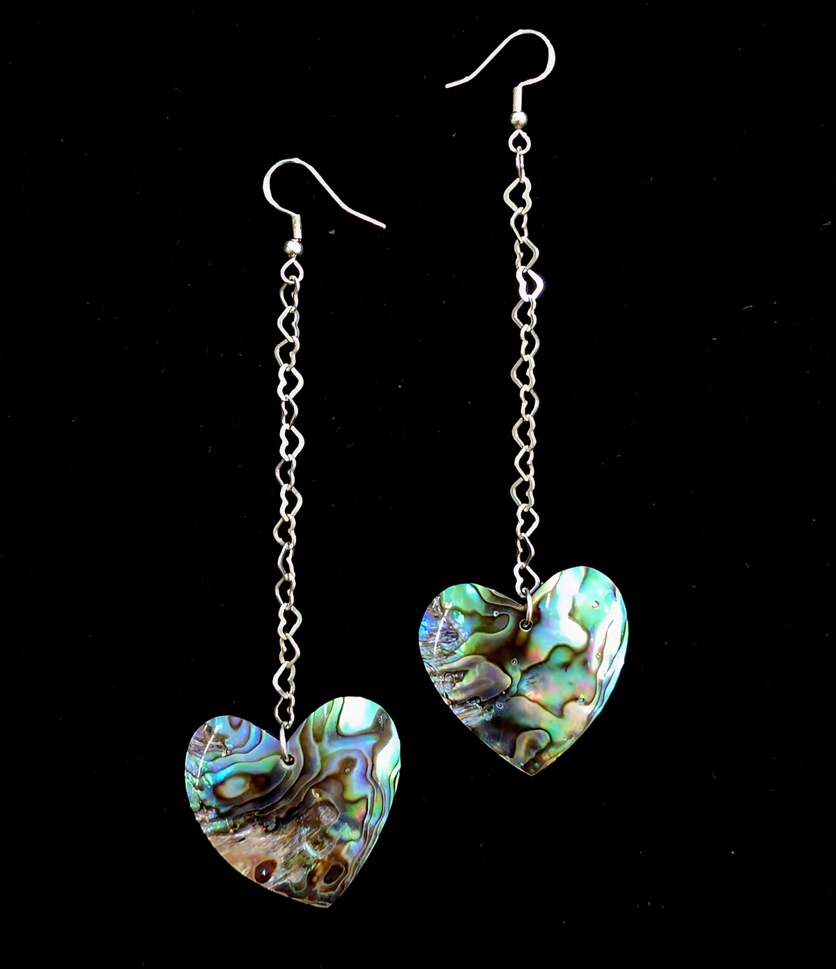 Double Abalone Heart Earrings