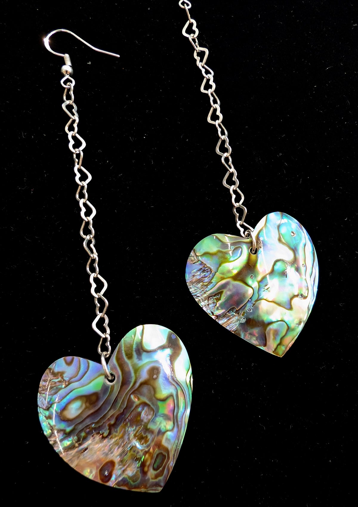 Double Abalone Heart Earrings