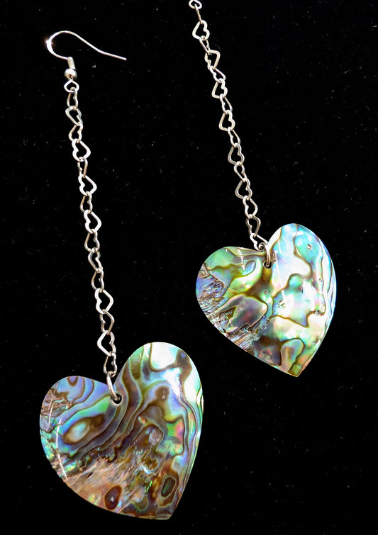 Double Abalone Heart Earrings