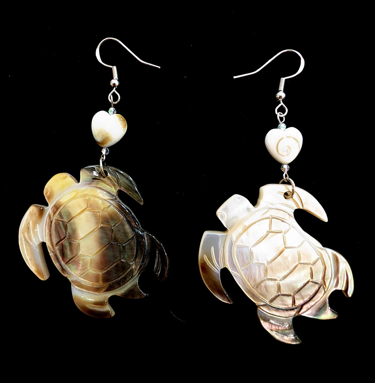 Black Lip Shell Turtle Earrings