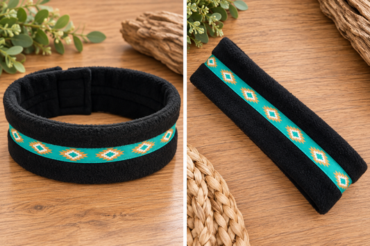 Ear Warmer Headband Black & Turquoise