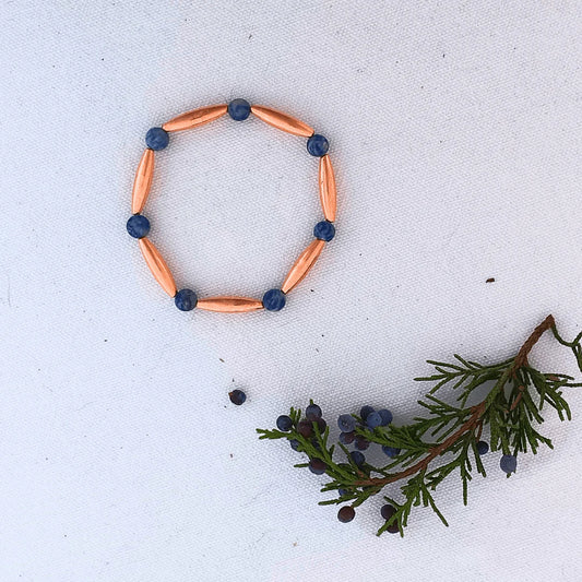 Cedar Berries Unalii Copper Bracelet in Sodalite
