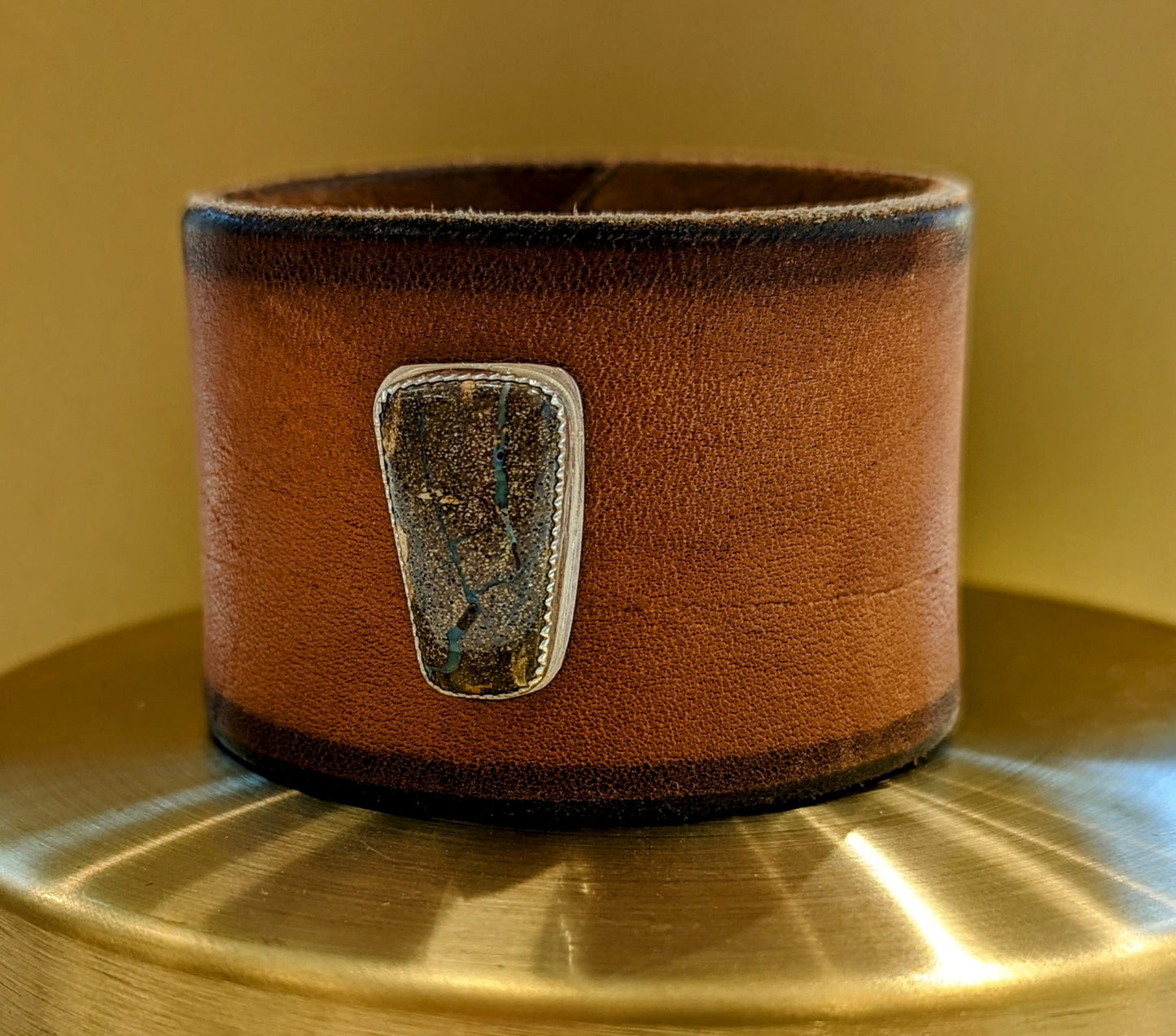 Leather Cuff with Opal Stone