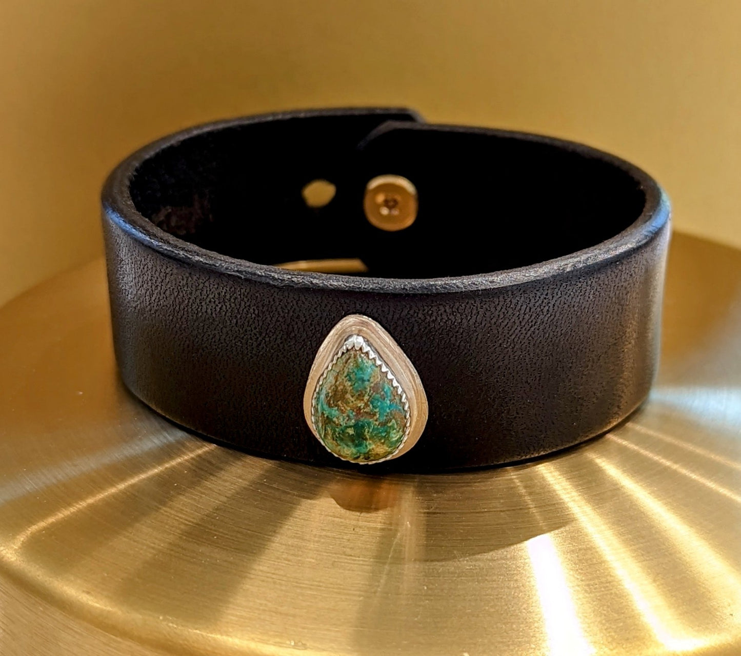 Leather Cuff with Turquoise Stone