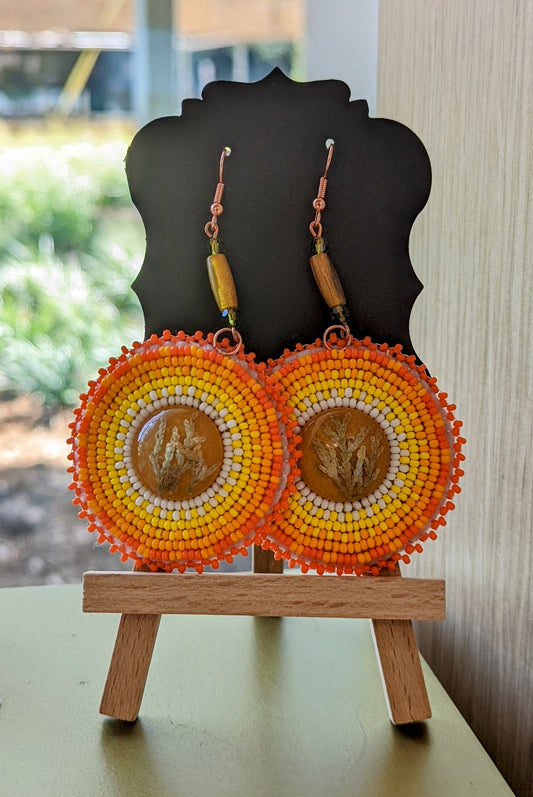 Orange Powwow Earrings