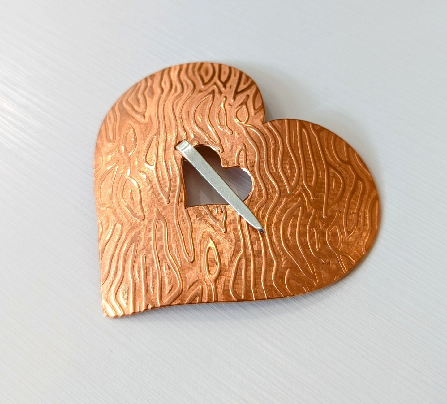 Copper Heart Brooch