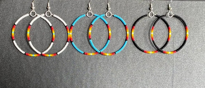 Native beaded store hoop earrings